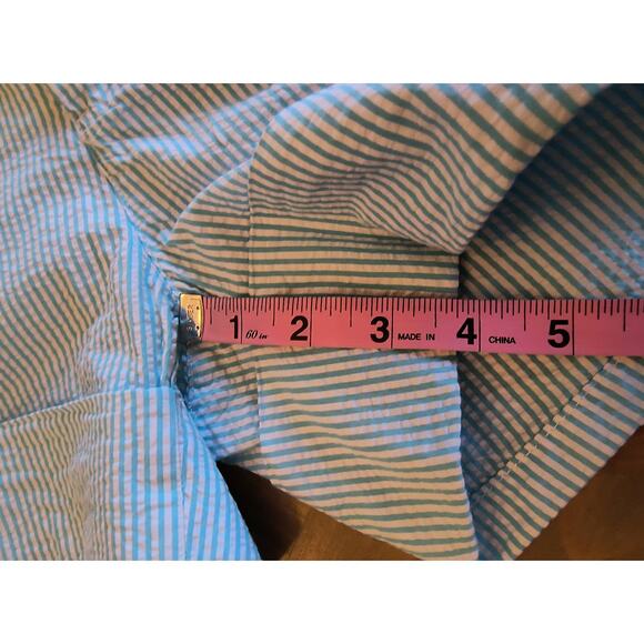 US Polo Assn Women's Shorts Size 6 Blue White Striped Seersucker Belted Cuffed - Picture 12 of 16